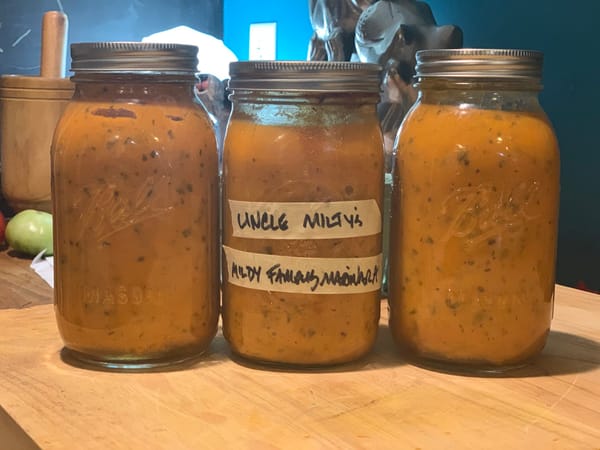 uncle milty's mildly famous tomato-peach marinara